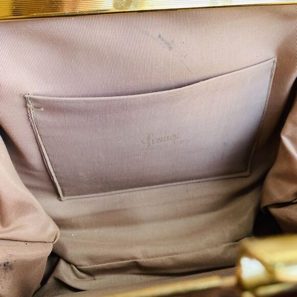 Vintage Lennox Moc Croc Purse Textured Leather Pocketbook Shoulderbag Brown Gold - Picture 12 of 12